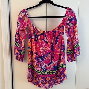 NWOT Lilly Pulitzer Off the Shoulder Silk Top XS